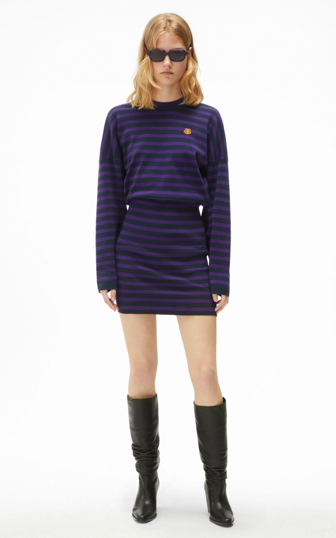 Kenzo Striped jumper Vestidos Mujer Azules Negras | 2317489-SJ